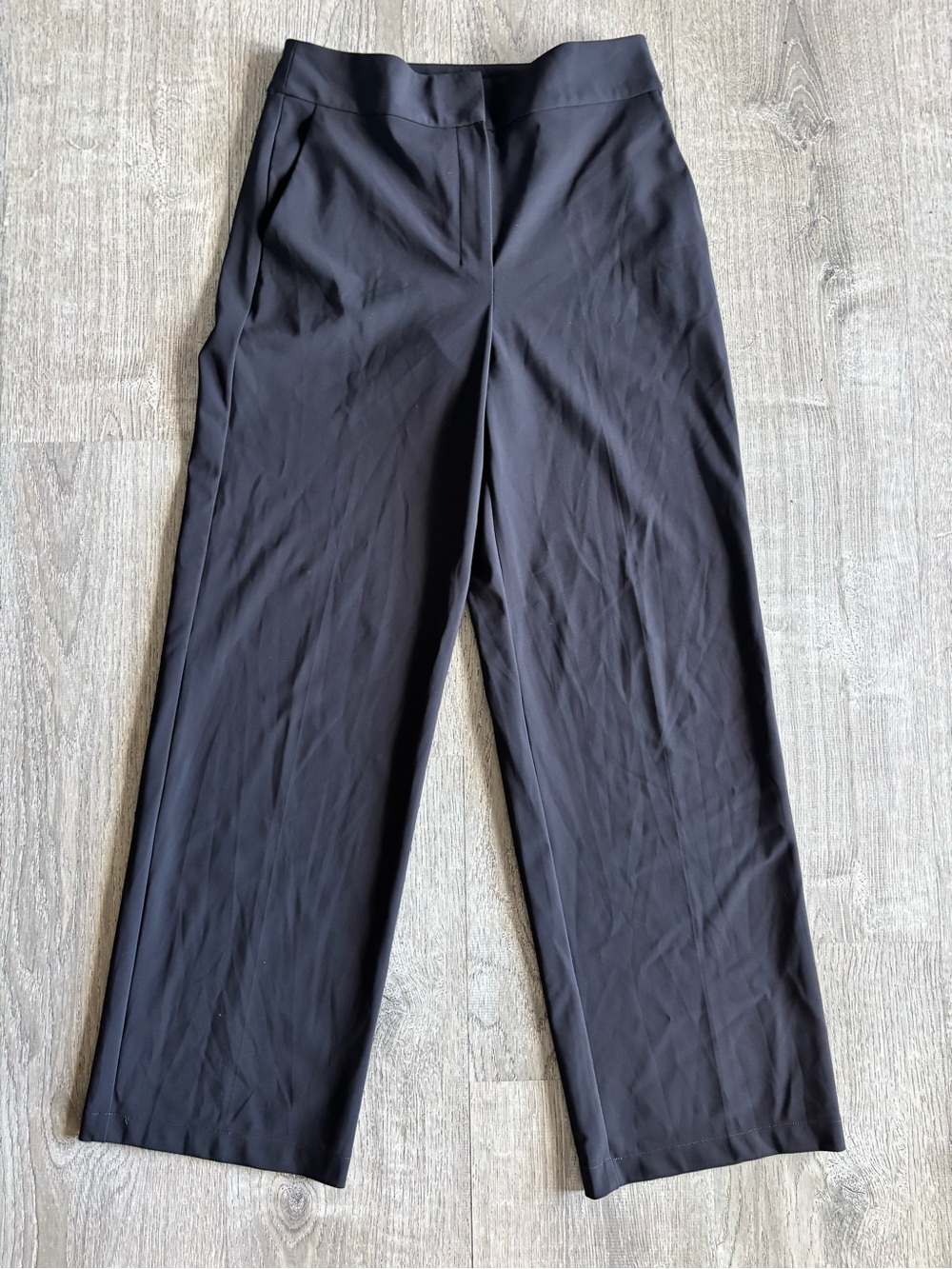 Theory Women's Black Dress Pants High Waisted Wide Leg Pant Precision Ponte Sz 8
